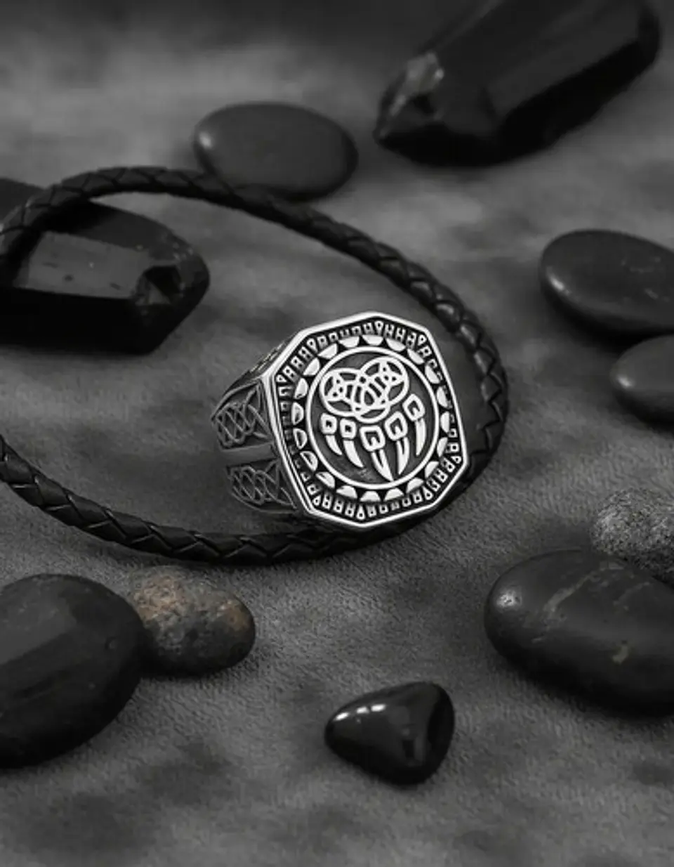 Anillo Garra Lobo Vikingo Plateado Acero Inoxidable Hombre 11