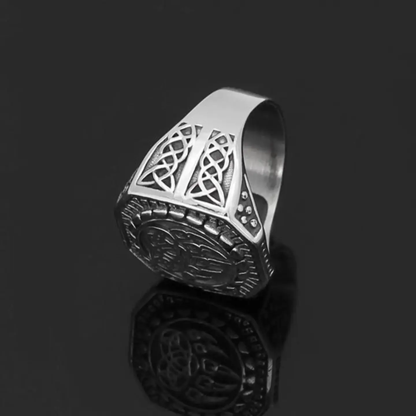 Anillo Garra Lobo Vikingo Plateado Acero Inoxidable Hombre 12