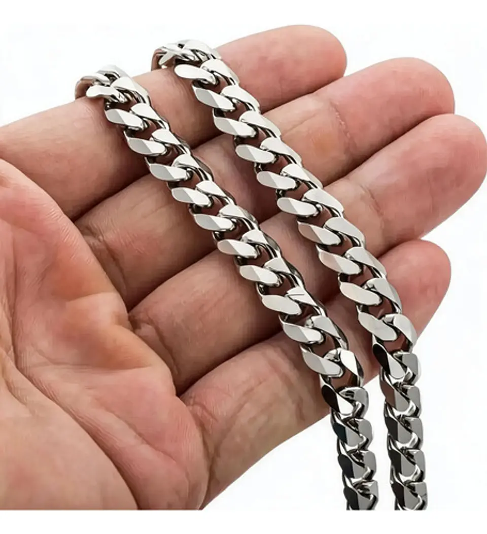 Cadena Acero Inoxidable 60 Cm Cubana Color Plata 9 Mm Hombre 2