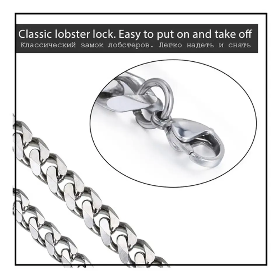 Cadena Acero Inoxidable 60 Cm Cubana Color Plata 9 Mm Hombre 5