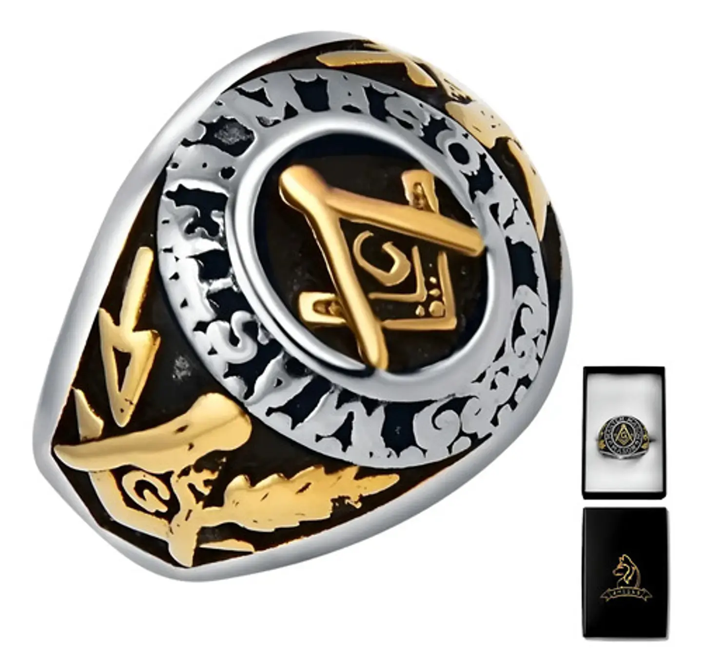Anillo Mason Logia Color Plata Acero Inoxidable Para Hombre 1