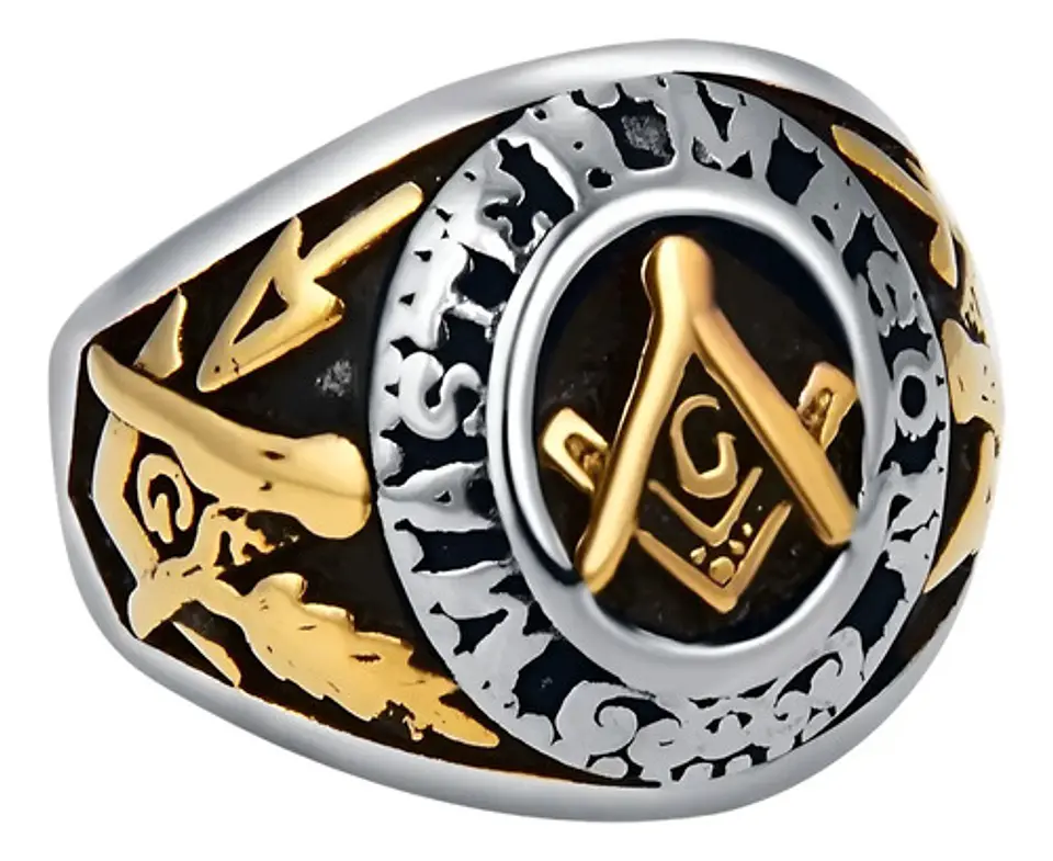 Anillo Mason Logia Color Plata Acero Inoxidable Para Hombre 2