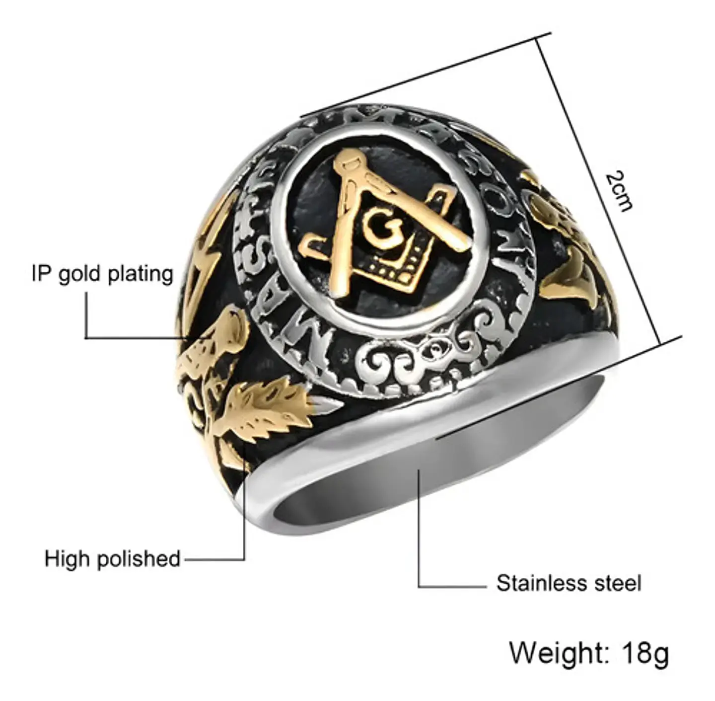 Anillo Mason Logia Color Plata Acero Inoxidable Para Hombre 3