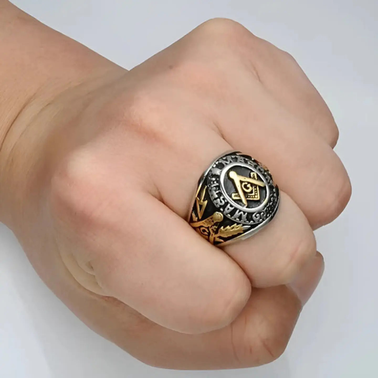 Anillo Mason Logia Color Plata Acero Inoxidable Para Hombre 4