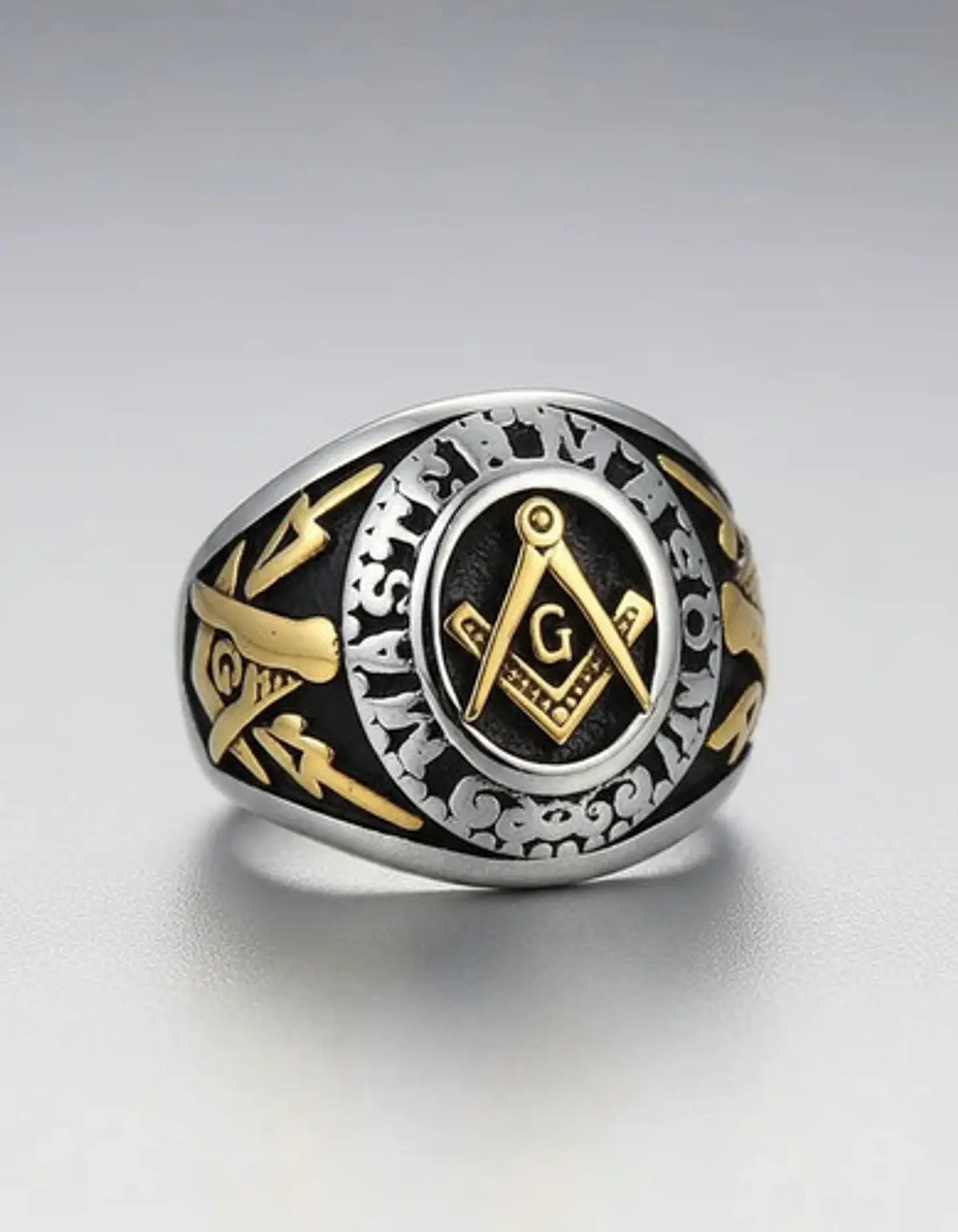 Anillo Mason Logia Color Plata Acero Inoxidable Para Hombre 5