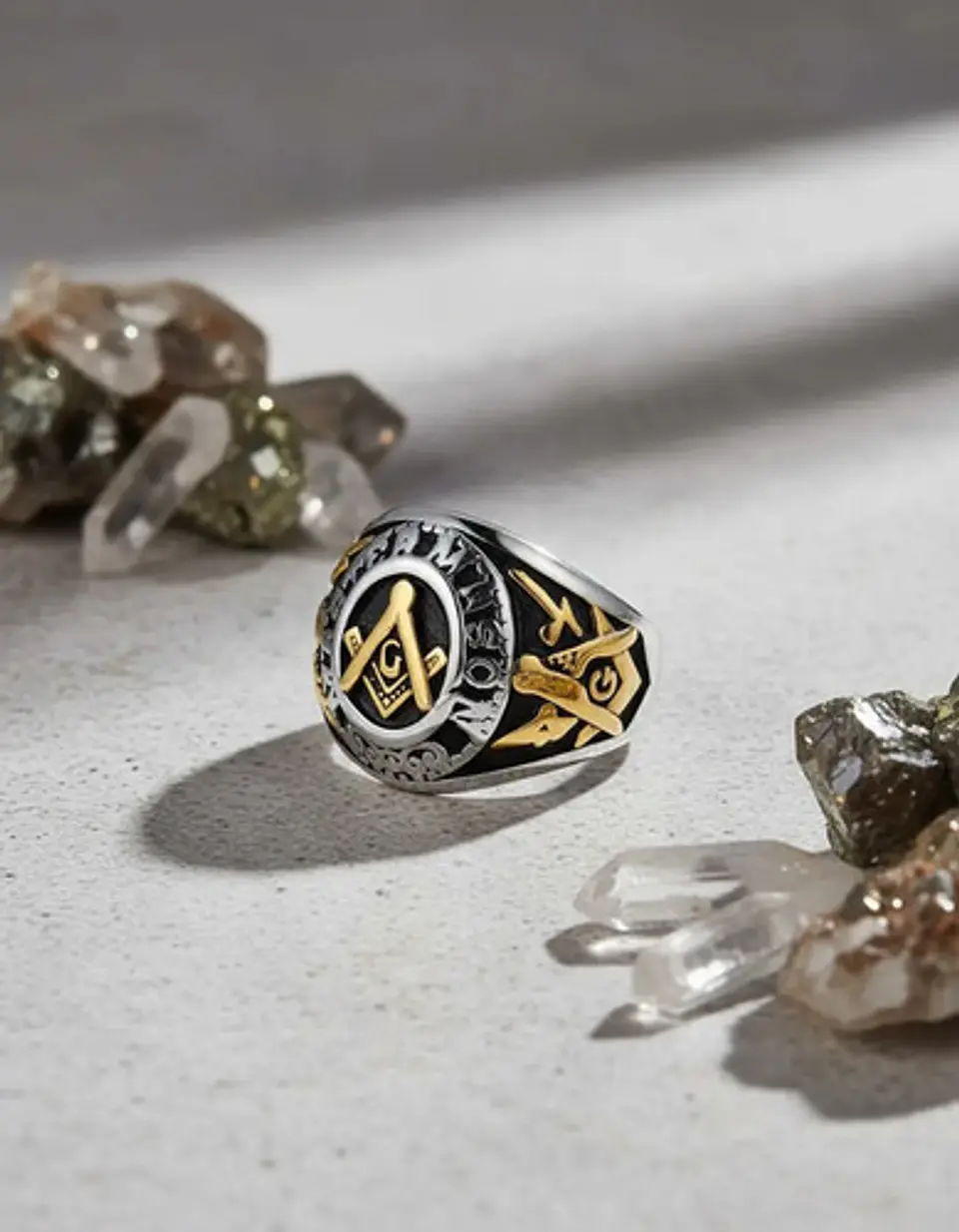 Anillo Mason Logia Color Plata Acero Inoxidable Para Hombre 7