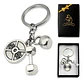Llavero Hombre Y Mujer Fitness Gimnasio Mancuernas Plateado - Miniatura 1