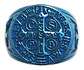 Anillo San Benito Sello Color Azul Acero Inoxidable Hombre - Miniatura 1