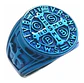 Anillo San Benito Sello Color Azul Acero Inoxidable Hombre - Miniatura 2