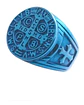 Anillo San Benito Sello Color Azul Acero Inoxidable Hombre - Miniatura 4