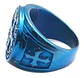 Anillo San Benito Sello Color Azul Acero Inoxidable Hombre - Miniatura 6