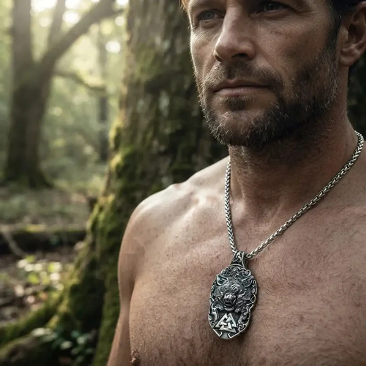 Collar Vikingo Para Hombres Dije Amuleto Valknut Garra Lobo 2