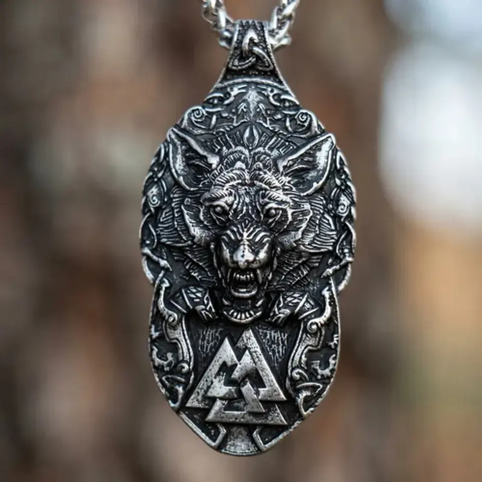 Collar Vikingo Para Hombres Dije Amuleto Valknut Garra Lobo 3