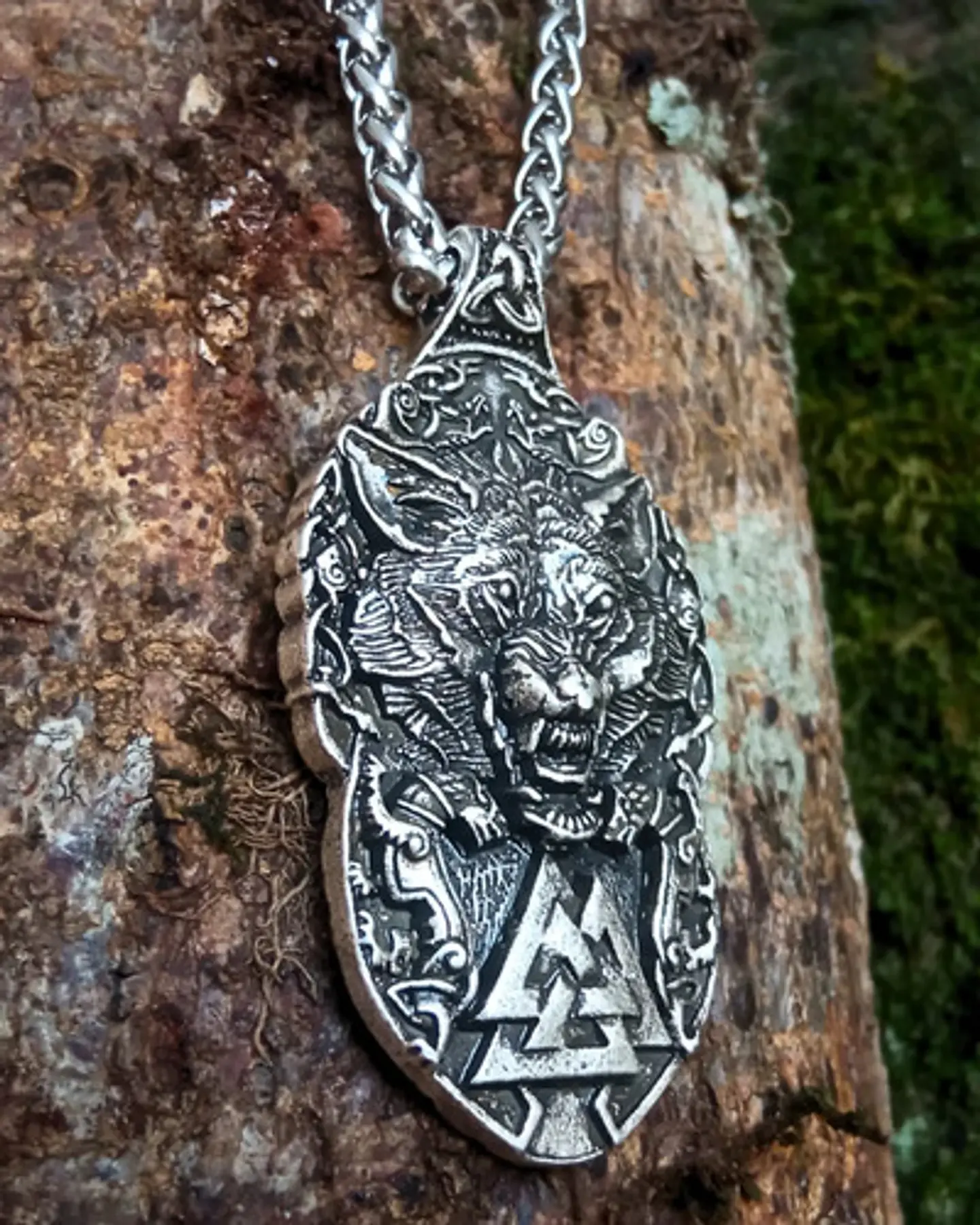 Collar Vikingo Para Hombres Dije Amuleto Valknut Garra Lobo 6