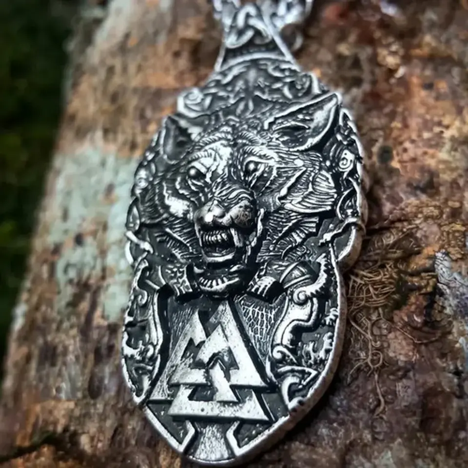 Collar Vikingo Para Hombres Dije Amuleto Valknut Garra Lobo 7