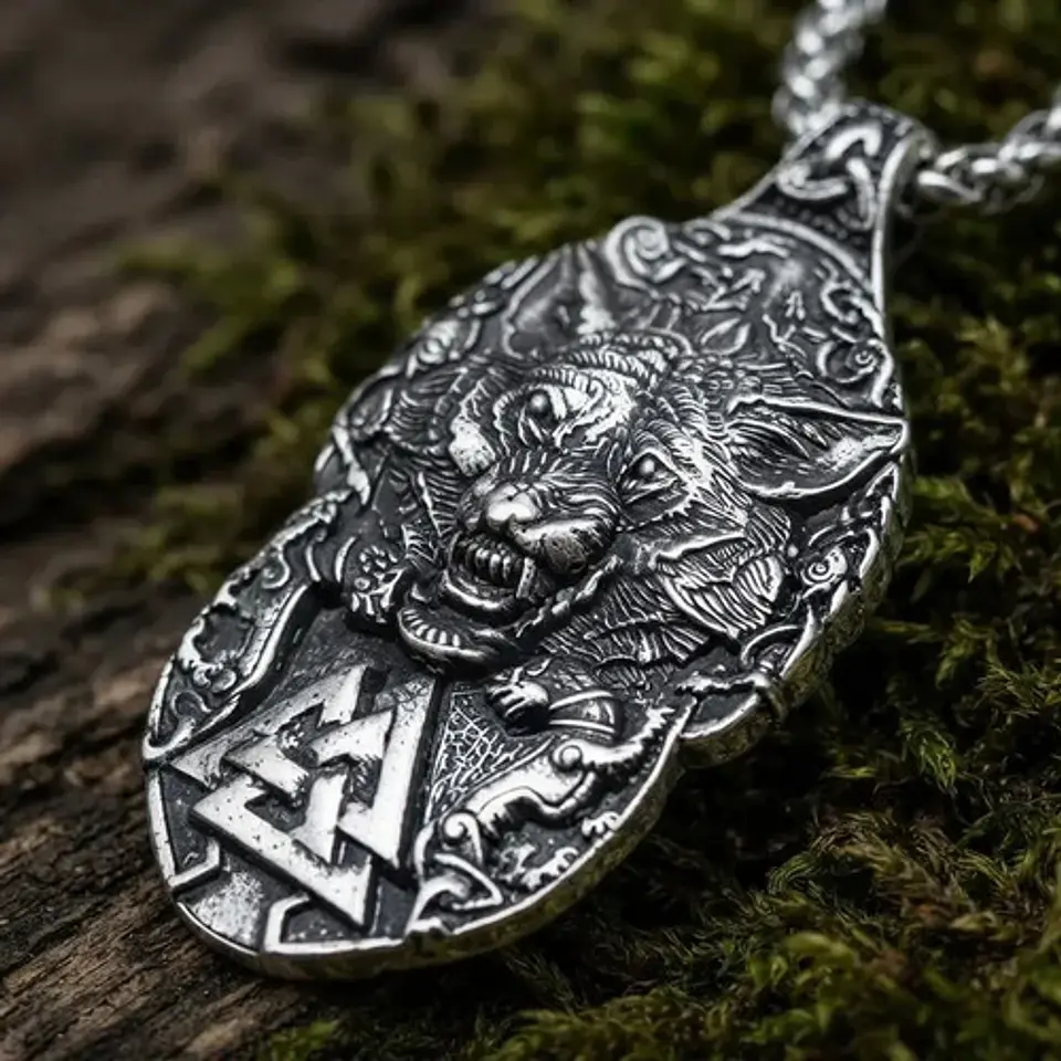 Collar Vikingo Para Hombres Dije Amuleto Valknut Garra Lobo 10