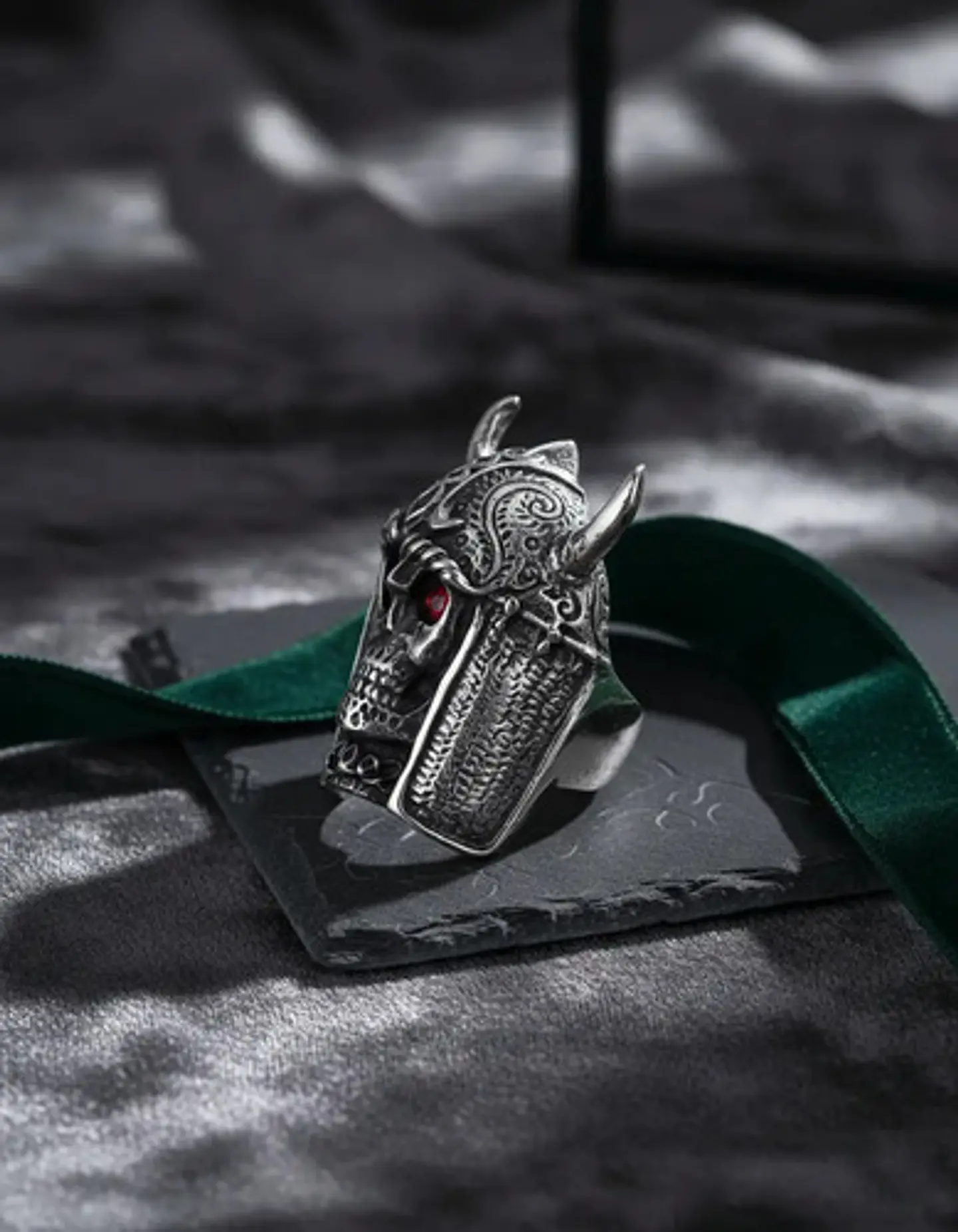 Anillo Vikingo Craneo Color Plata Acero Inoxidable Hombre 5