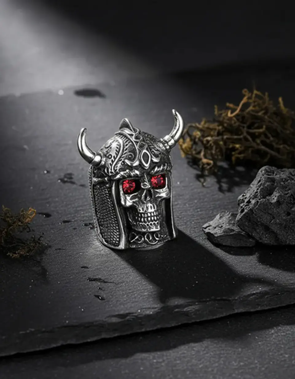 Anillo Vikingo Craneo Color Plata Acero Inoxidable Hombre 6
