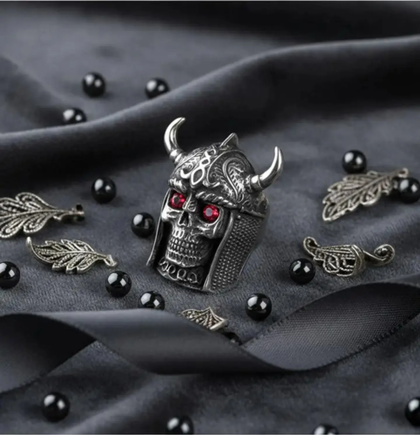 Anillo Vikingo Craneo Color Plata Acero Inoxidable Hombre 7