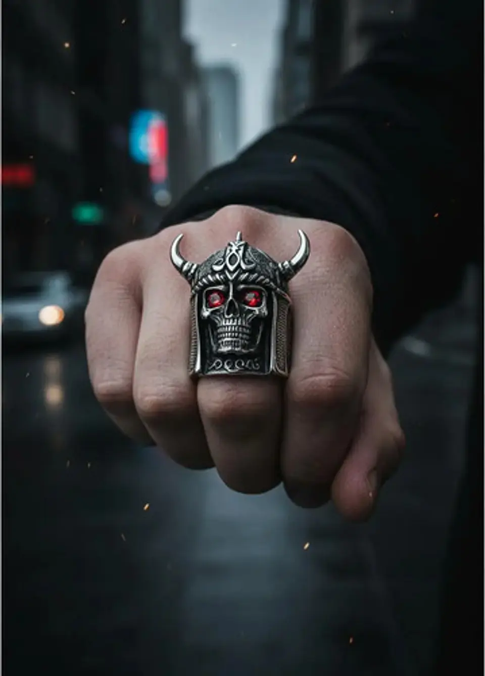 Anillo Vikingo Craneo Color Plata Acero Inoxidable Hombre 8