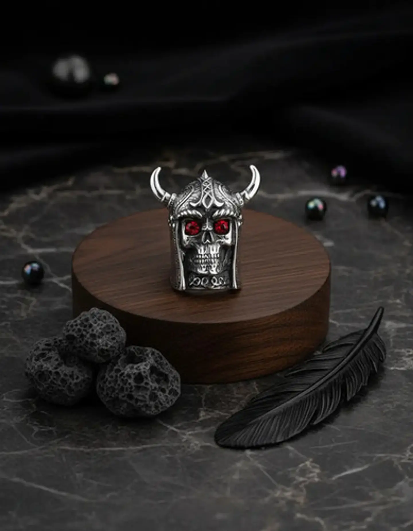 Anillo Vikingo Craneo Color Plata Acero Inoxidable Hombre 9