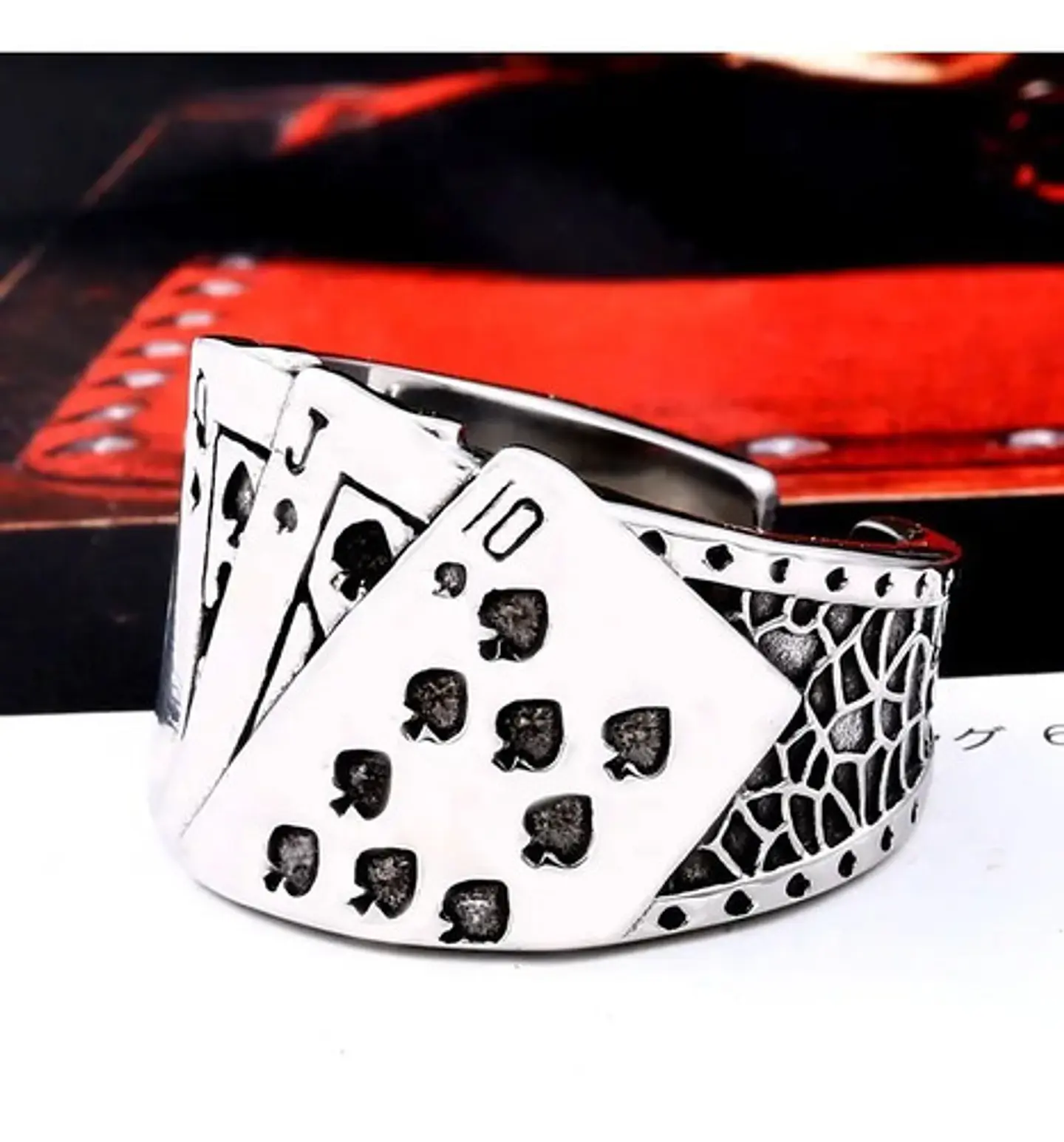Anillo Cartas Full Poker Color Plata Acero Inoxidable Hombre 3