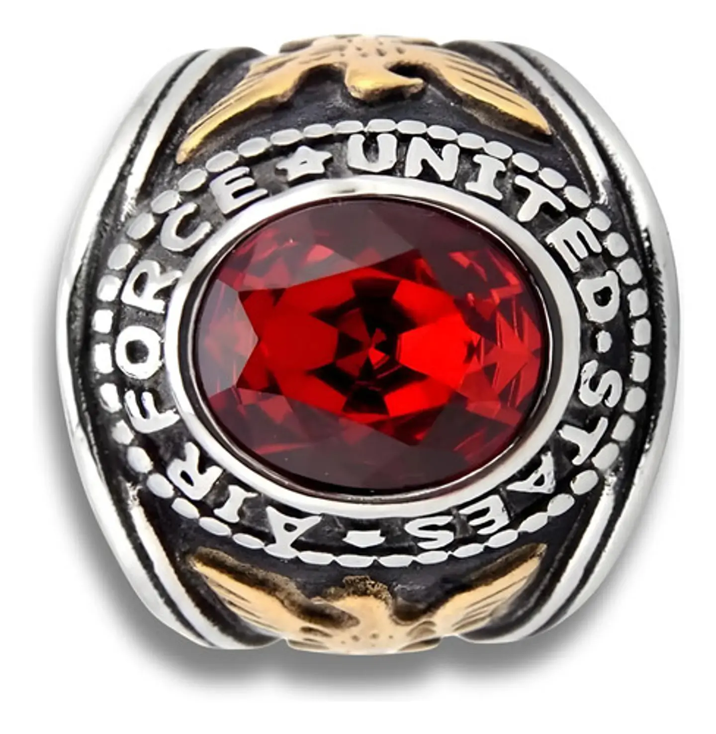 Anillo Fuerza Aérea Militar Piedra Acero Inoxidable Hombre 3