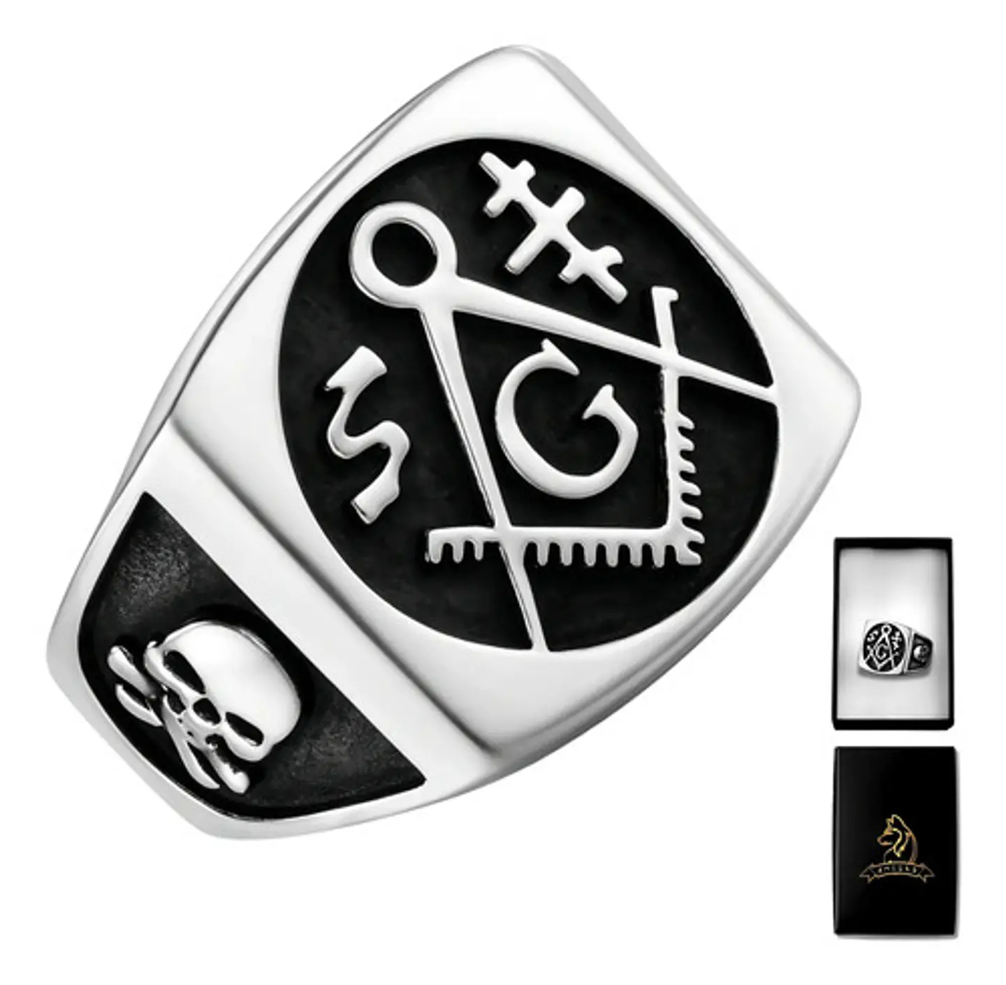 Anillo Mason Logia Color Plata Acero Inoxidable Para Hombre 1