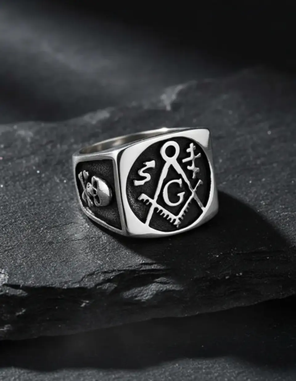 Anillo Mason Logia Color Plata Acero Inoxidable Para Hombre 5