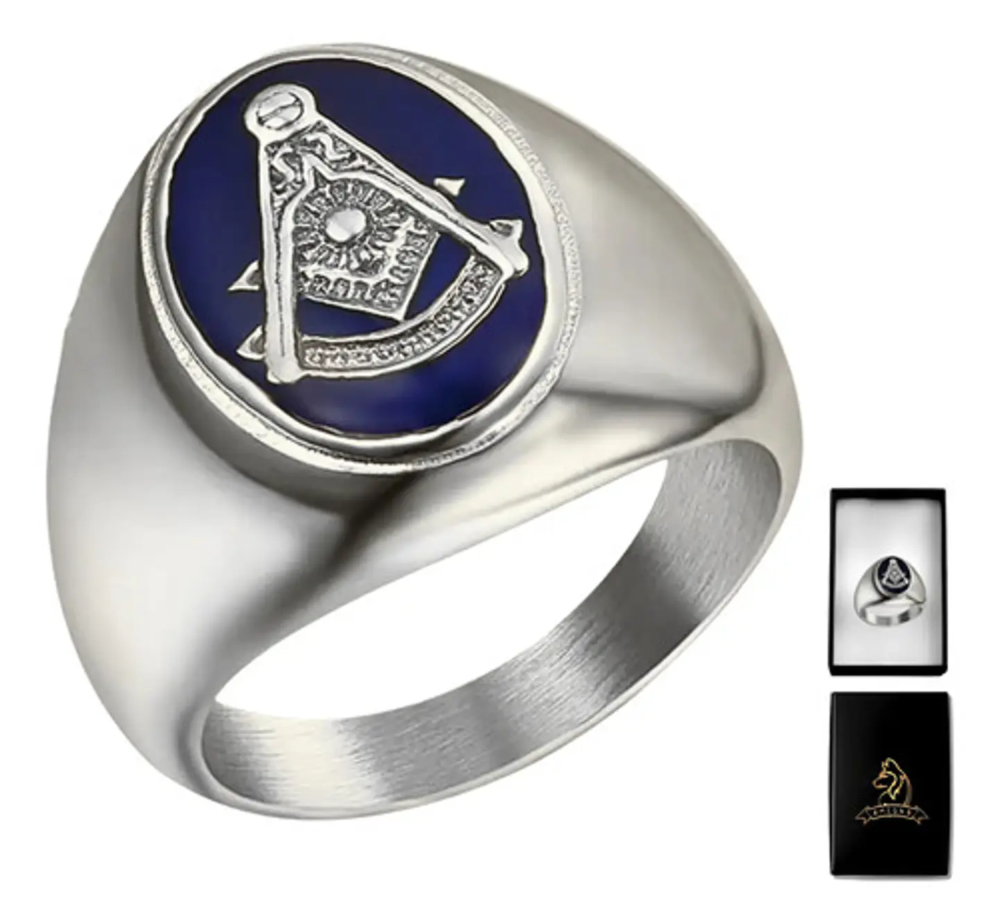 Anillo Mason Logia Color Plata Acero Inoxidable Para Hombre 8