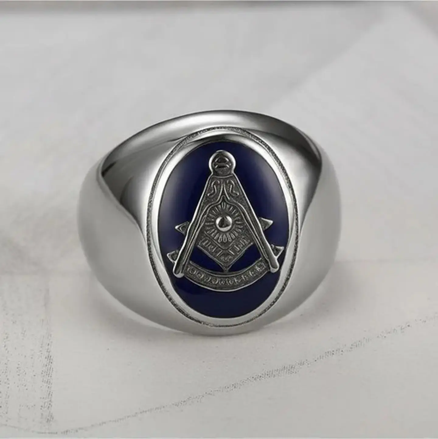 Anillo Mason Logia Color Plata Acero Inoxidable Para Hombre 14