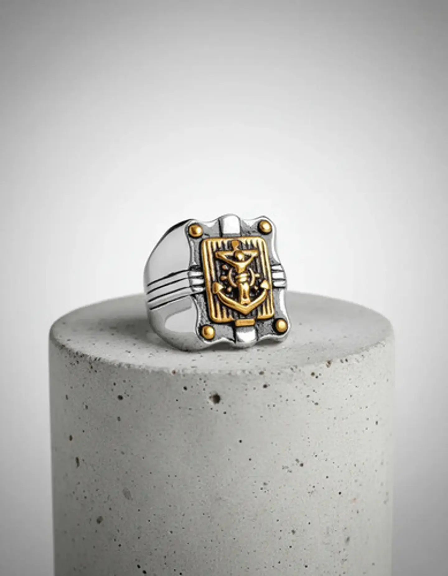 Anillo Para Hombre De Acero Marina Militar Jesús Ancla Usn 2