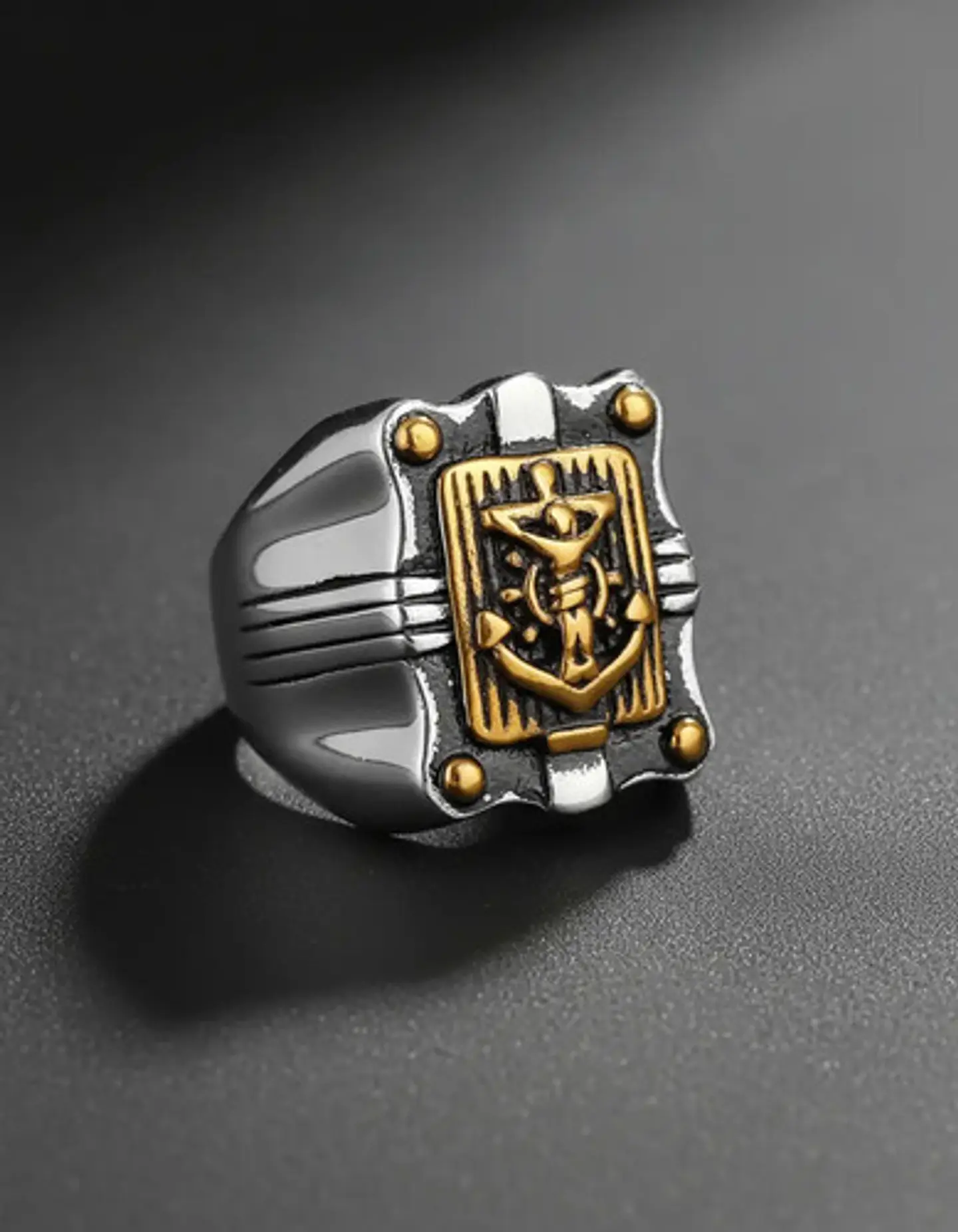 Anillo Para Hombre De Acero Marina Militar Jesús Ancla Usn 6