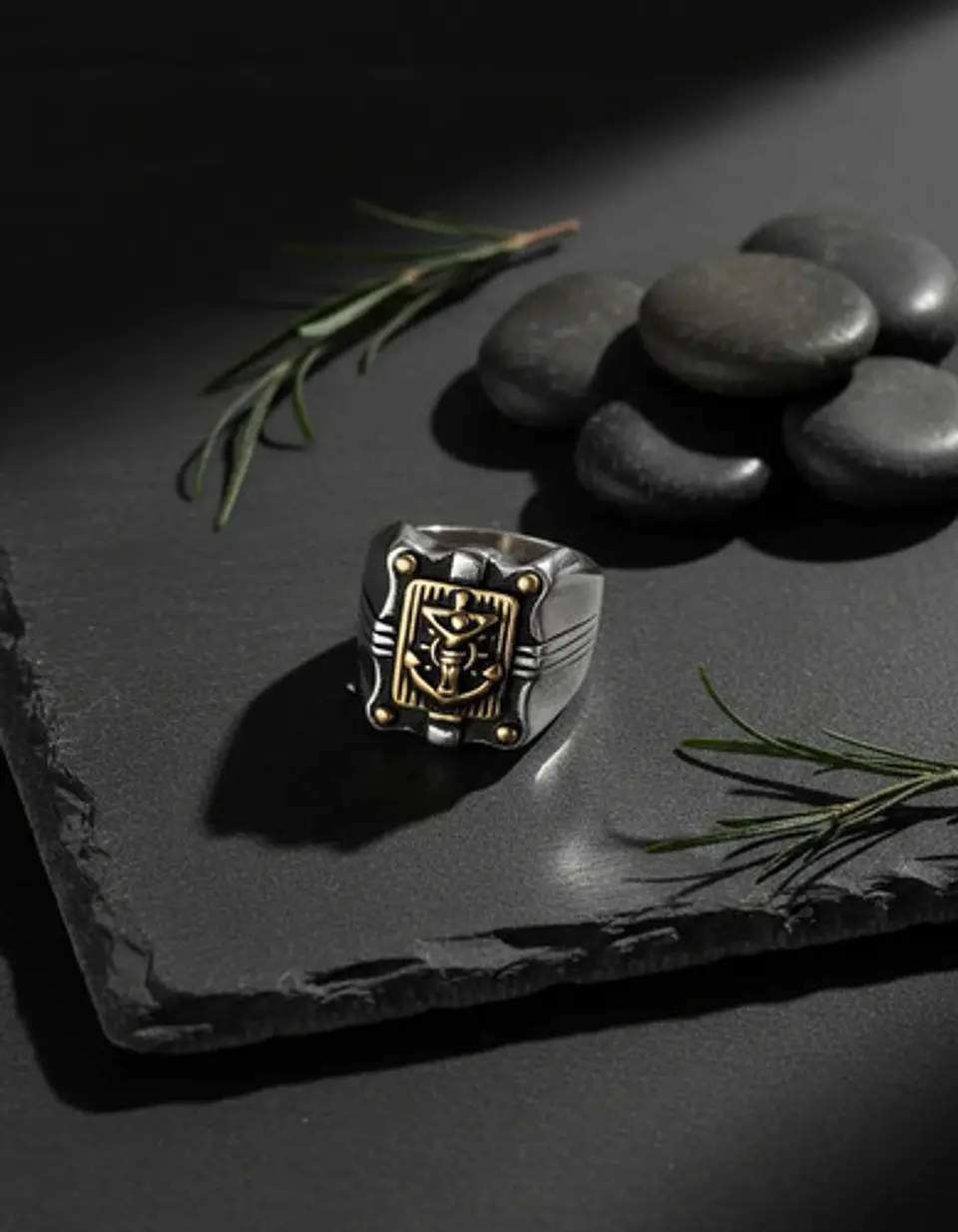 Anillo Para Hombre De Acero Marina Militar Jesús Ancla Usn 8