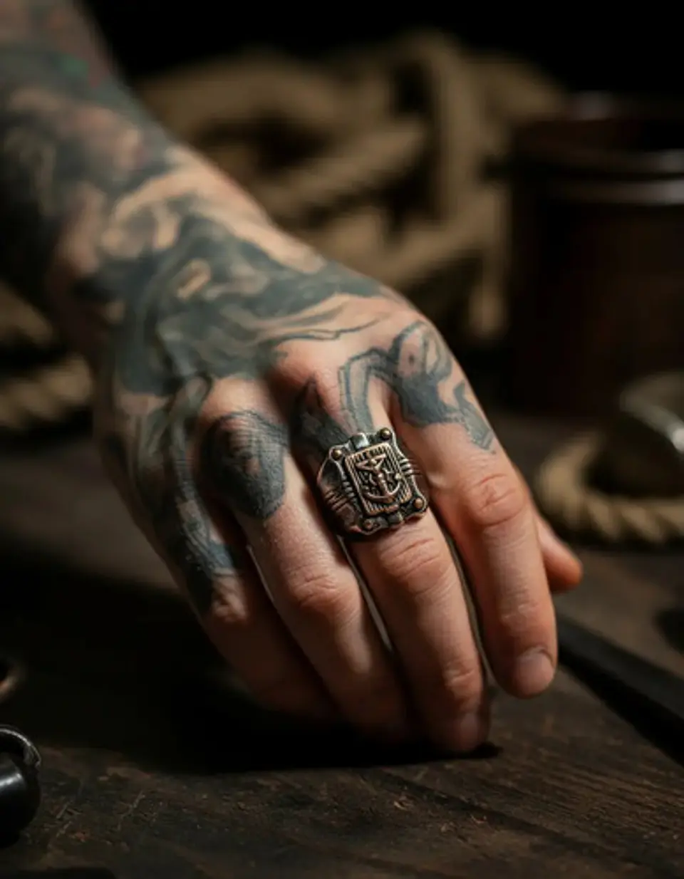 Anillo Para Hombre De Acero Marina Militar Jesús Ancla Usn 10