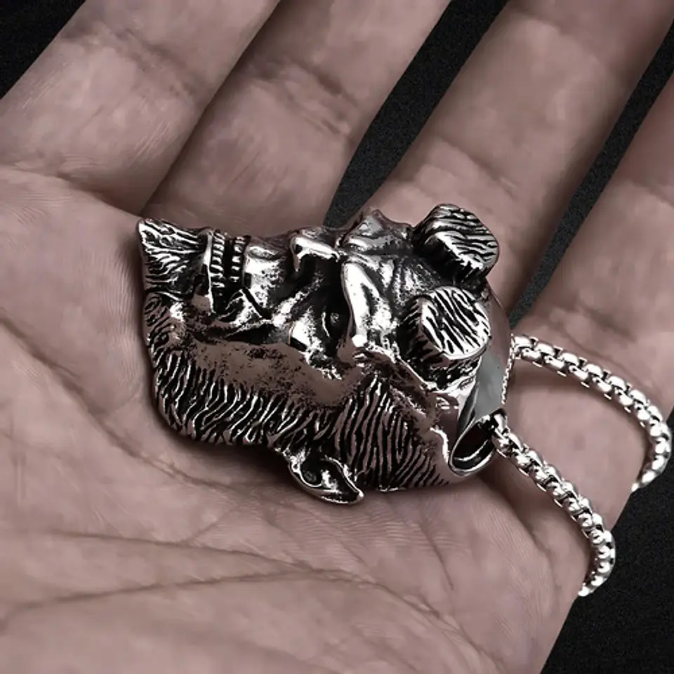 Collar Dije Hellboy Color Plata Acero Inoxidable Para Hombre Plateado 8
