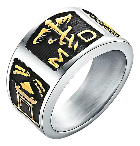 Anillo Profesión Médico Color Plata Acero Inoxidable Hombre