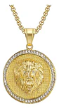 Collar Dije Cabeza Leon Color Oro Acero Inoxidable Hombre - Miniatura 1