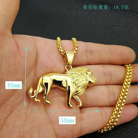 Collar León Hip Hop Color Oro Acero Inoxidable Para Hombre
