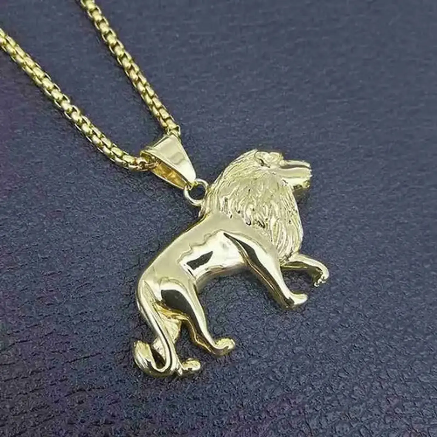 Collar León Hip Hop Color Oro Acero Inoxidable Para Hombre 3