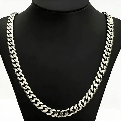 Cadena Acero Inoxidable 80 Cm Cubana Color Plata 90mm Hombre