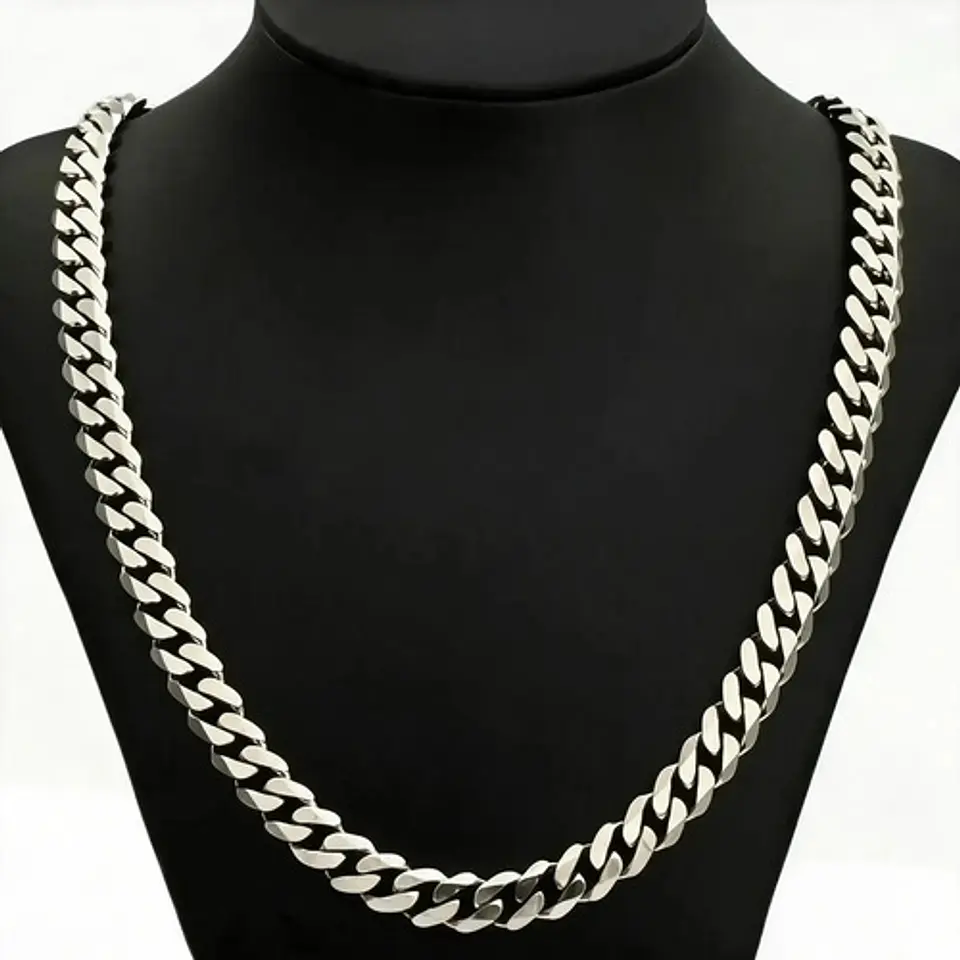 Cadena Acero Inoxidable 80 Cm Cubana Color Plata 90mm Hombre 2