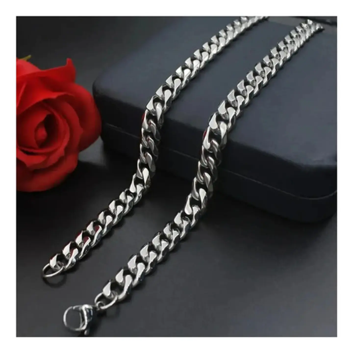 Cadena Acero Inoxidable 80 Cm Cubana Color Plata 90mm Hombre 5