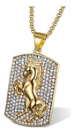 Collar Caballo Piedras Color Oro Acero Inoxidable Hombre - Miniatura 7