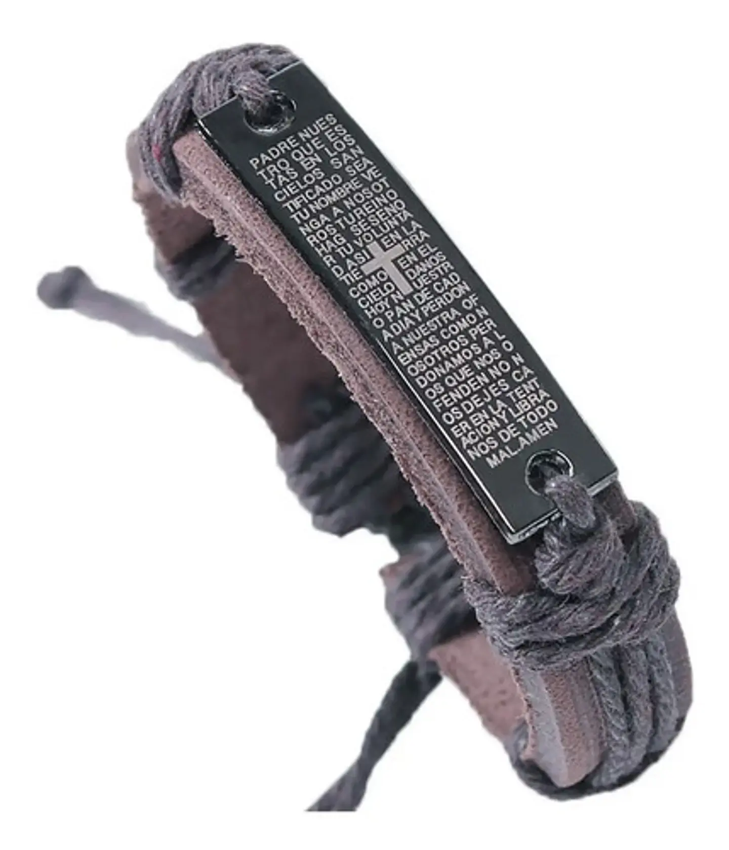Pulsera Manilla Brazalete Cuero Placa Oración Hombre Y Mujer 6