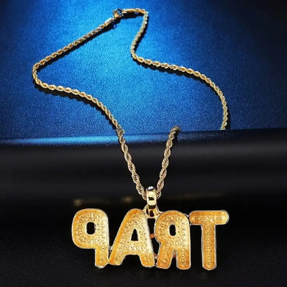 Collar Dije Trap Hip Hop Color Oro Acero Inoxidable Hombre 6