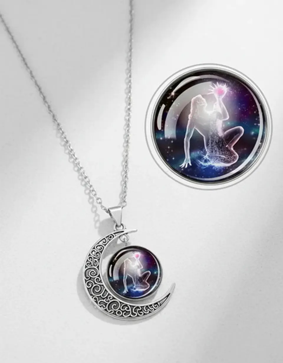 Collar Zodiacal Para Hombre Y Mujer Dije Luna Signos Zodiaco 3