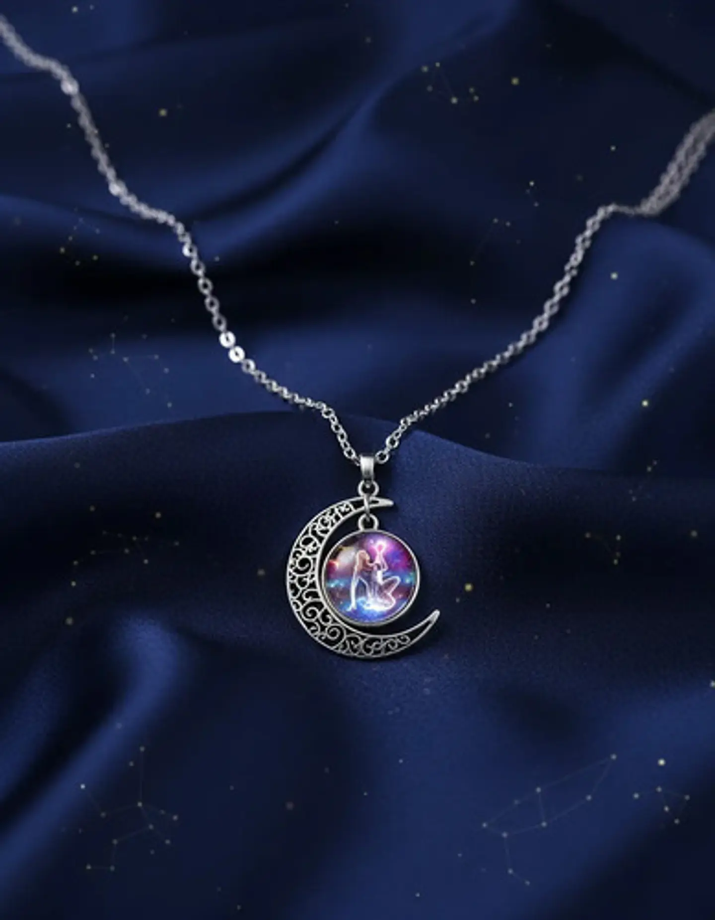 Collar Zodiacal Para Hombre Y Mujer Dije Luna Signos Zodiaco 6
