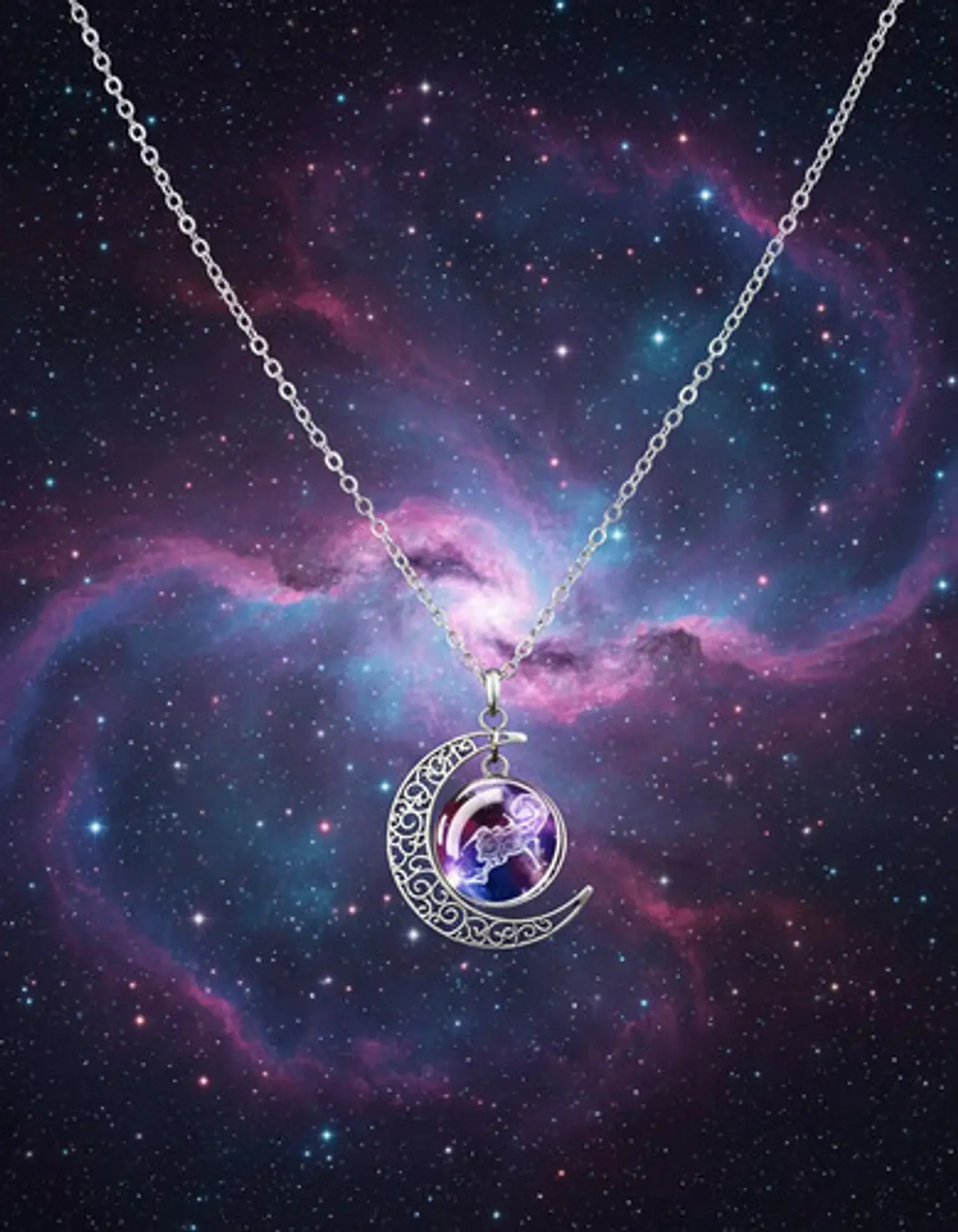Collar Zodiacal Para Hombre Y Mujer Dije Luna Signos Zodiaco 77