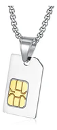 Collar Dije Sim Card Color Plata Acero Inoxidable Hombre - Miniatura 1